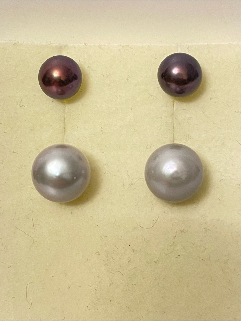🅱️ 2 Natural Freshwater Pearl 925 Sterling Silver Stud Earrings - Gray & Purple
